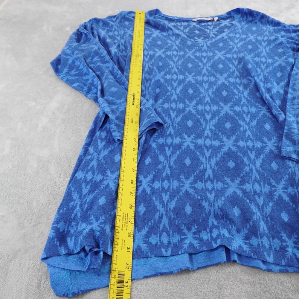 Soft Surroundings Tunic Top Womens 3X Blue Geometric Long Sleeve Stretch Casual - Picture 6 of 12